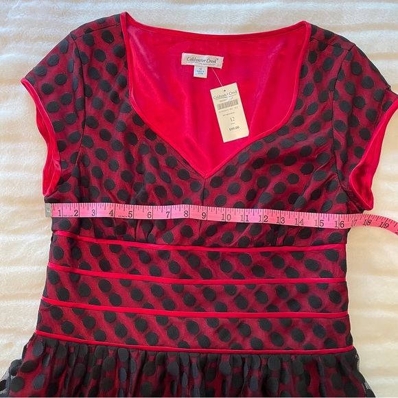 Coldwater Creek Red Mesh Polka Dot Dress New with Tags Sz 12 - Picture 9 of 10